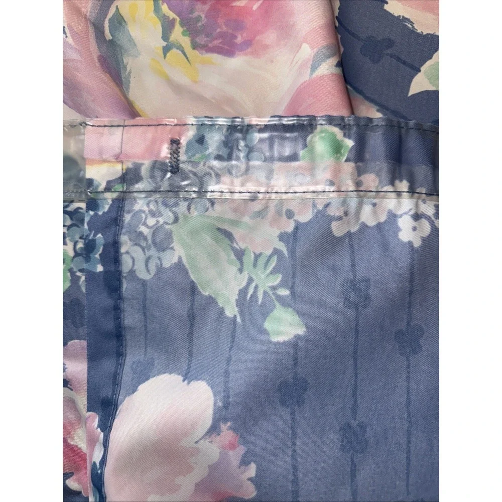 Vintage Hygiene Industries Shower Curtain Blue Pink Floral Kitschy USA 67X71